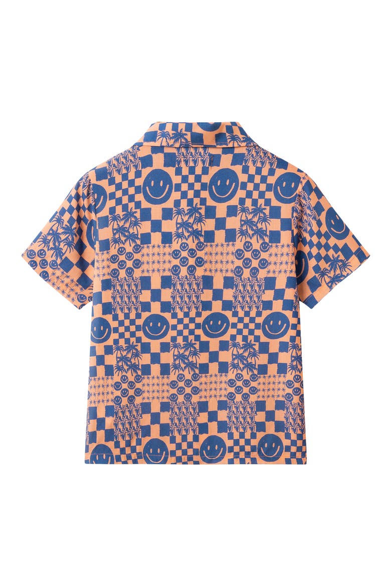 Kids' Short Sleeve Button-Up Shirt & Shorts Set, Alternate, color, ORANGE SMILEY