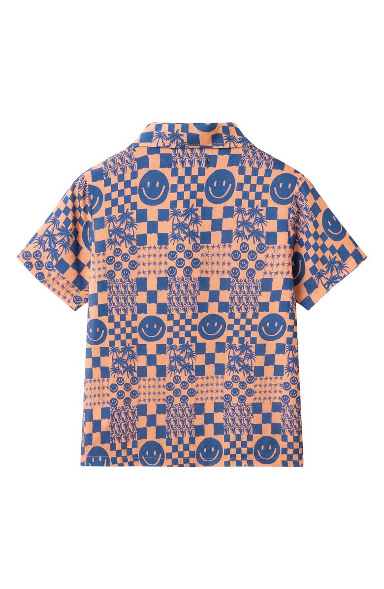 Andy & Evan Kids' Short Sleeve Button-Up Shirt & Shorts Set, Alternate, color, Orange Smiley
