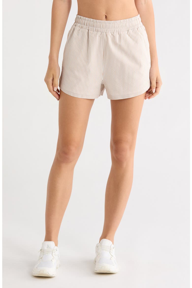 Saltair Pleated Shorts, Main, color, TAUPE STRIPE