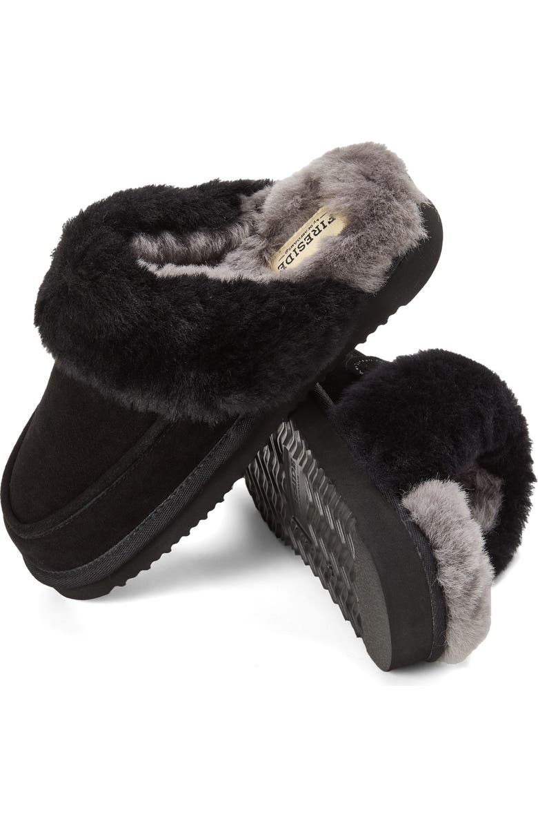 DEARFOAMS Fireside Melville Genuine Shearling Scuff Slipper, Alternate, color, Black
