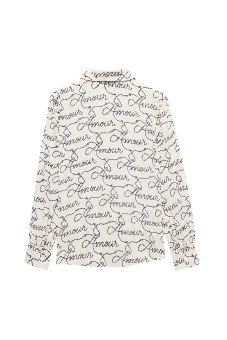 Amour Print Bow Shirt, Alternate, color, Cream