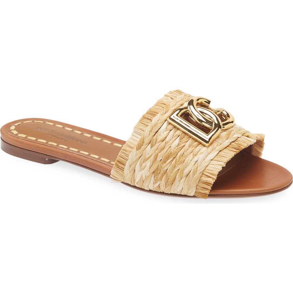 Dolce & Gabbana Woven Texture Slip-on Sandal In Neutral