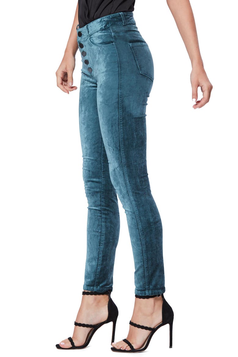 Hoxton Velvet High Waist Skinny Pants, Alternate, color, ATLANTIC