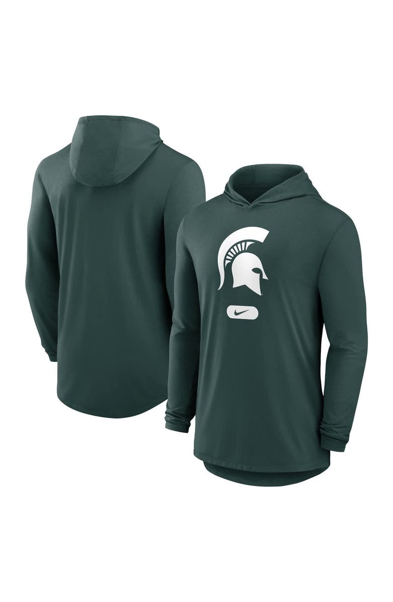 Nike Men's Nike Green Michigan State Spartans Lightweight Performance Long Sleeve Hoodie T-Shirt, Main, color, Green