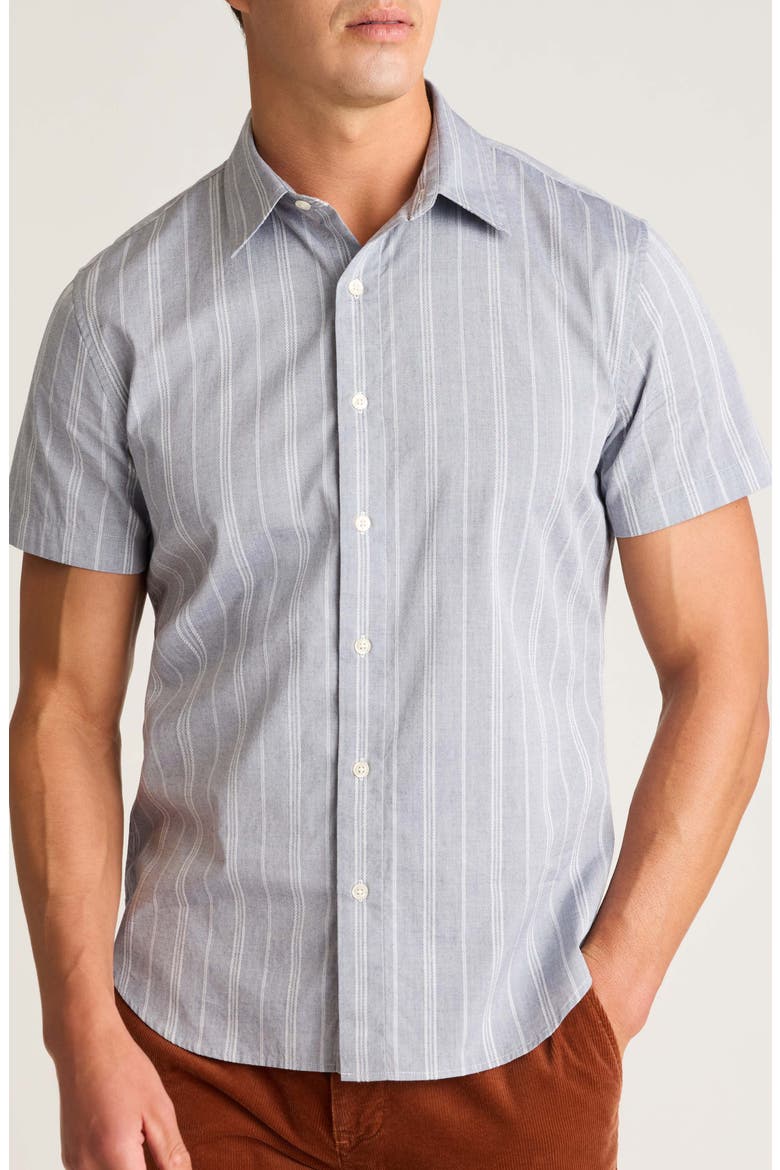 Riviera Slim Fit Stripe Short Sleeve Button-Up Shirt, Main, color, TEXTURED TOBY STRIPE