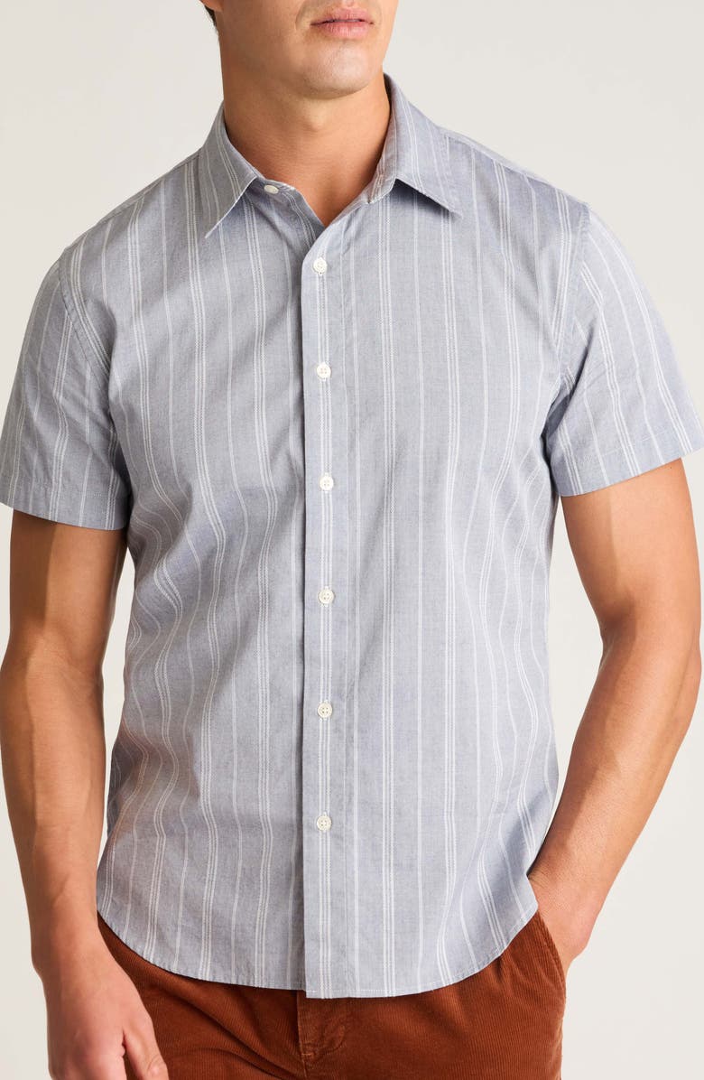 Bonobos Riviera Slim Fit Stripe Short Sleeve Button-Up Shirt, Main, color, Textured Toby Stripe