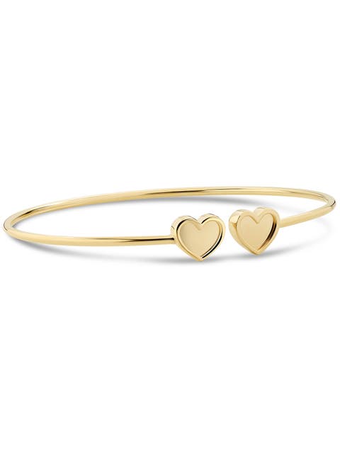 Double Sweet Heart Bangle Bracelet in 14K Gold