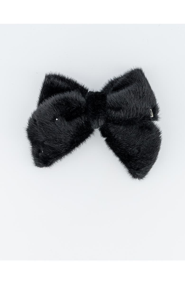 Alexandre de Paria Noctambule Bow Faux Fur Hair Clip, Main, color, Black