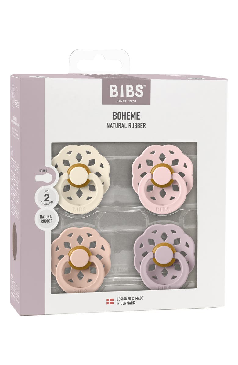 BIBS Boheme 4-Pack Pacifier Set - Size 2, Alternate, color, Ivory/ Blush/ Blossom/ Lilac