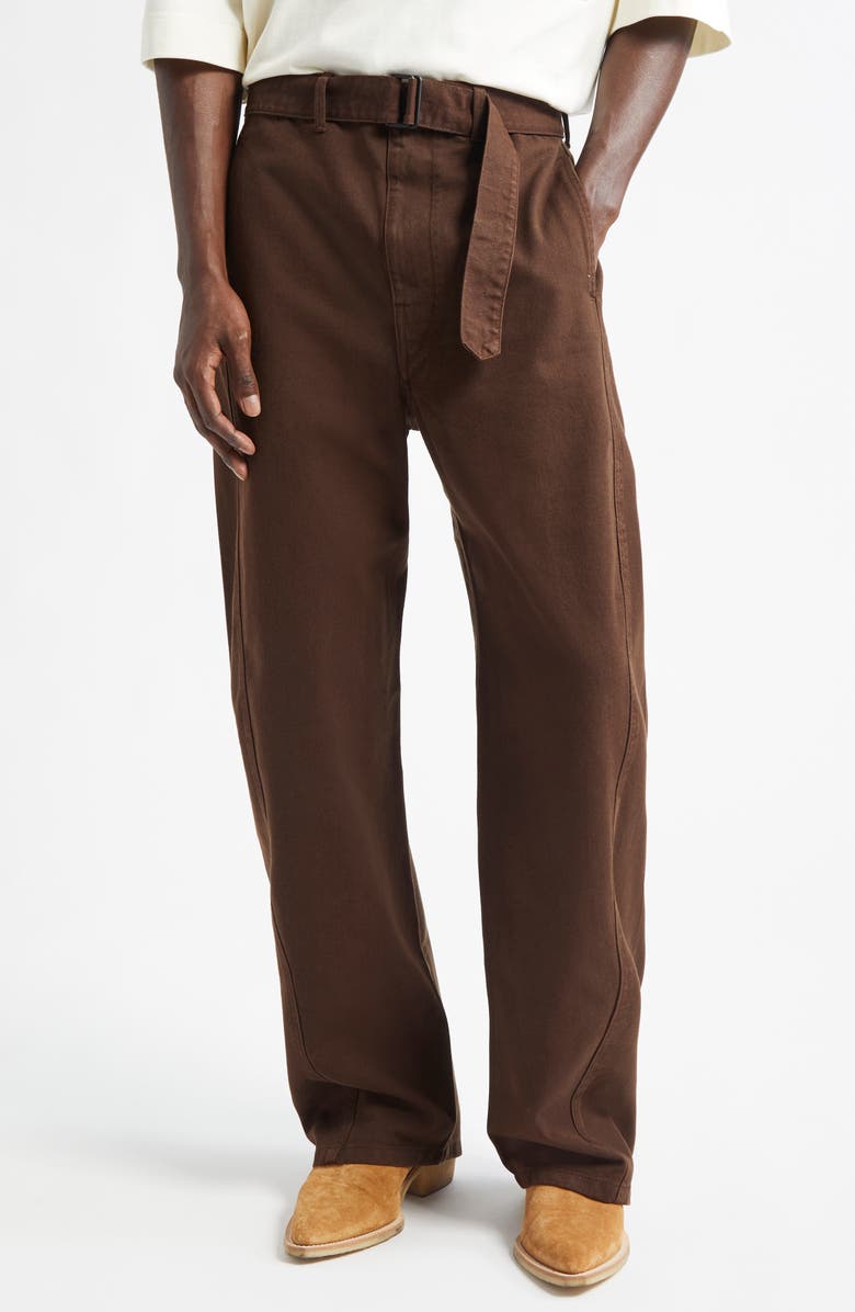 Lemaire Twisted Seam Belted Straight Leg Pants, Main, color, 