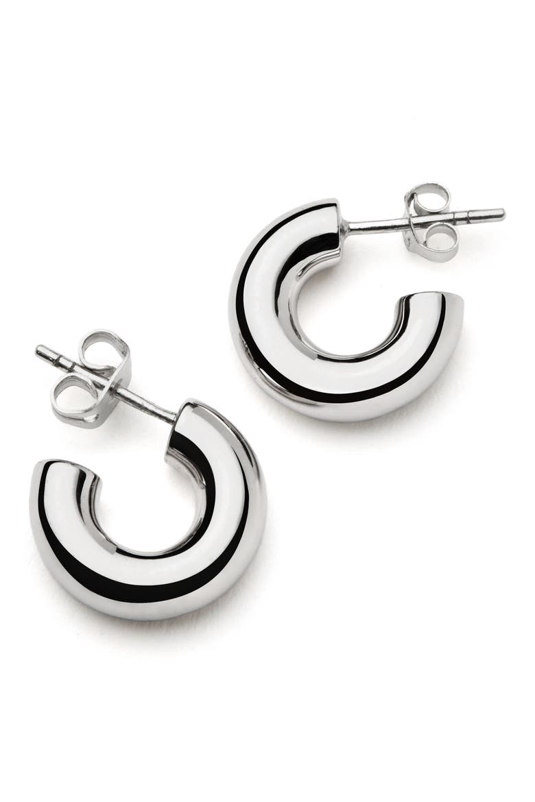 Small Chubby Hoop Earrings, Main, color, SILVER