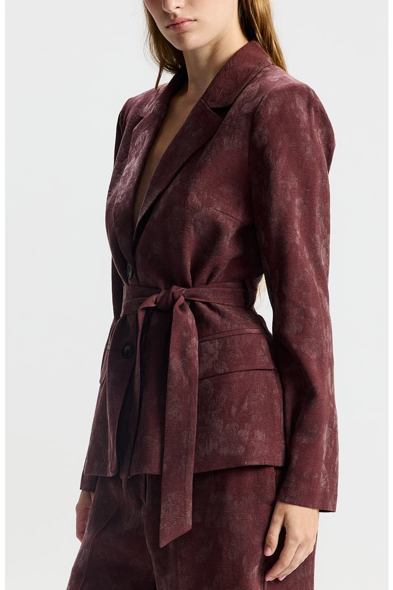 Nihara Waist-tie Tailored Jacket, Alternate, color, Burgundy Print