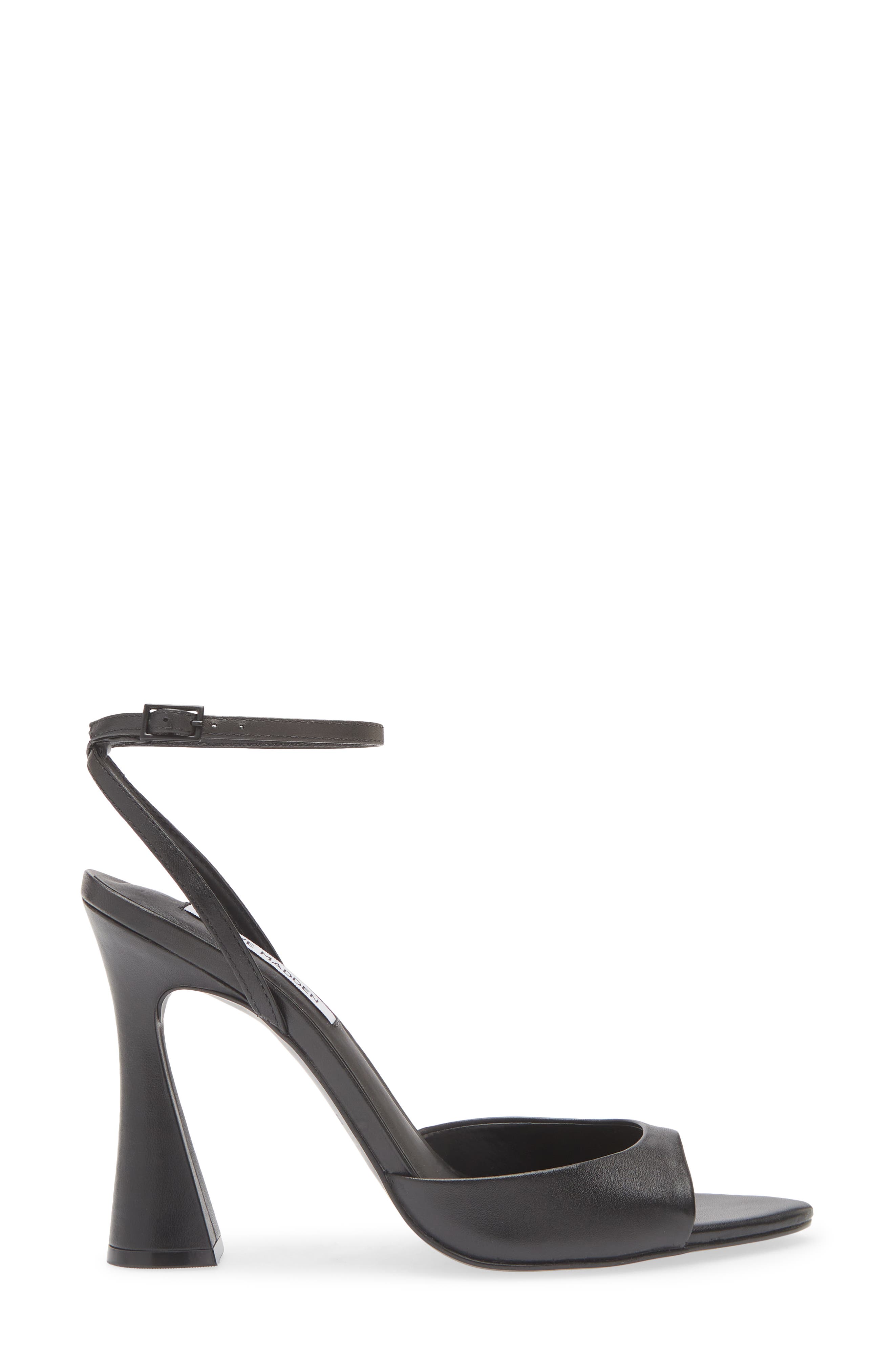 Steve Madden Beki Ankle Strap Pointed Toe Sandal, Alternate, color, Black Leather