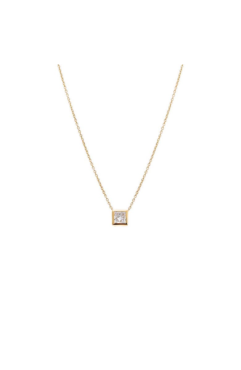 BY ADINA EDEN Lab Grown Diamond Princess Cut Bezel Necklace 14K, Main, color, 14K Gold - 1 Carat
