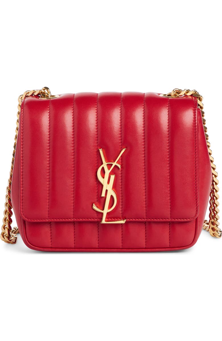 Saint Laurent Small Vicky Quilted Lambskin Leather Crossbody Bag, Main, color,
