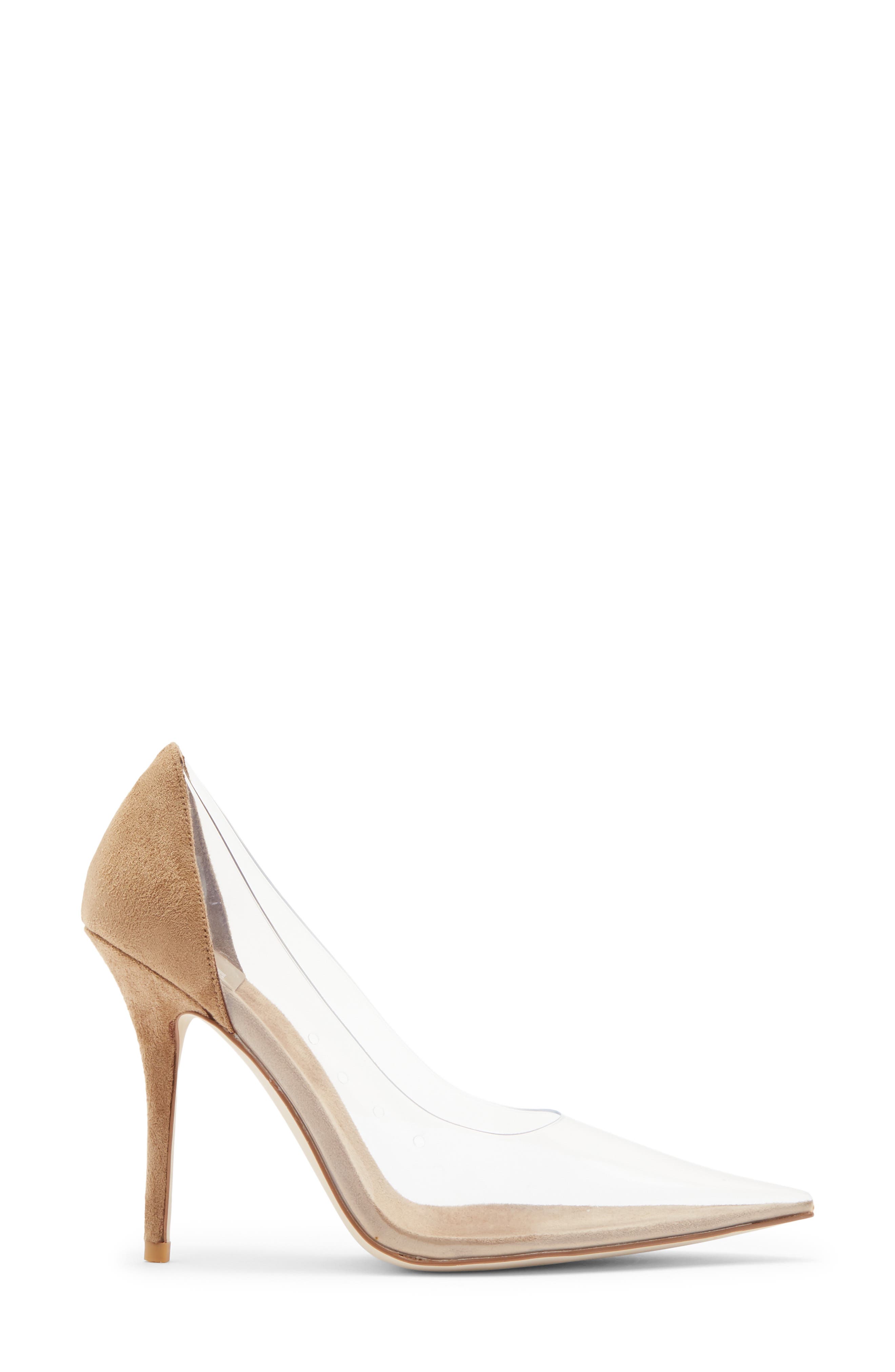 Hi Pointed Toe Vinyl Pump, Alternate, color, BEIGE SUEDE CLEAR
