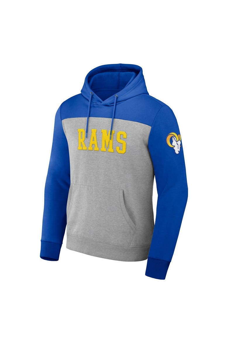Men's NFL x Darius Rucker Collection by Fanatics Heather Gray Los Angeles Rams Color Blocked Pullover Hoodie, Alternate, color, Heather Gray