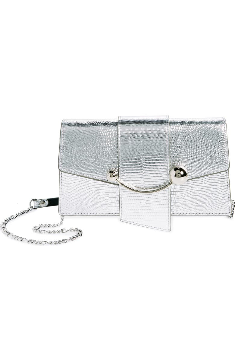 Strathberry Crescent on a Chain Lizard Embossed Leather Shoulder Bag, Main, color,