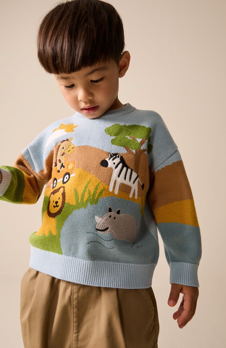 NEXT Kids' Safari Scene Sweater, Alternate, color, Multi