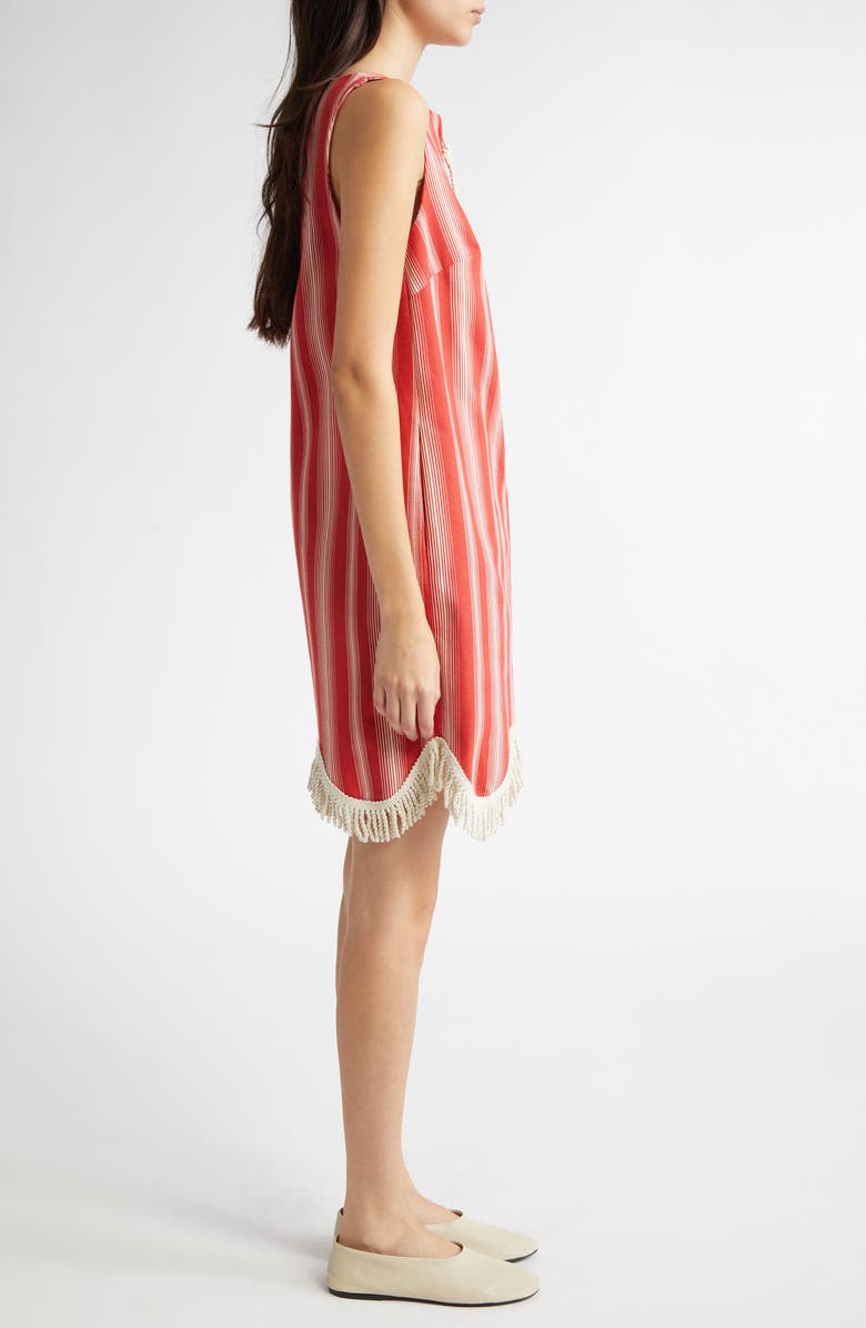 Bode Parasol Stripe Cotton Shift Dress, Alternate, color, Red/ White