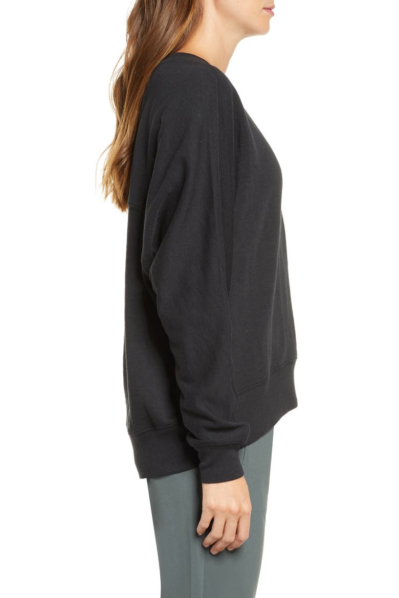 Carey Crew High/Low Sweatshirt, Alternate, color, BLACK