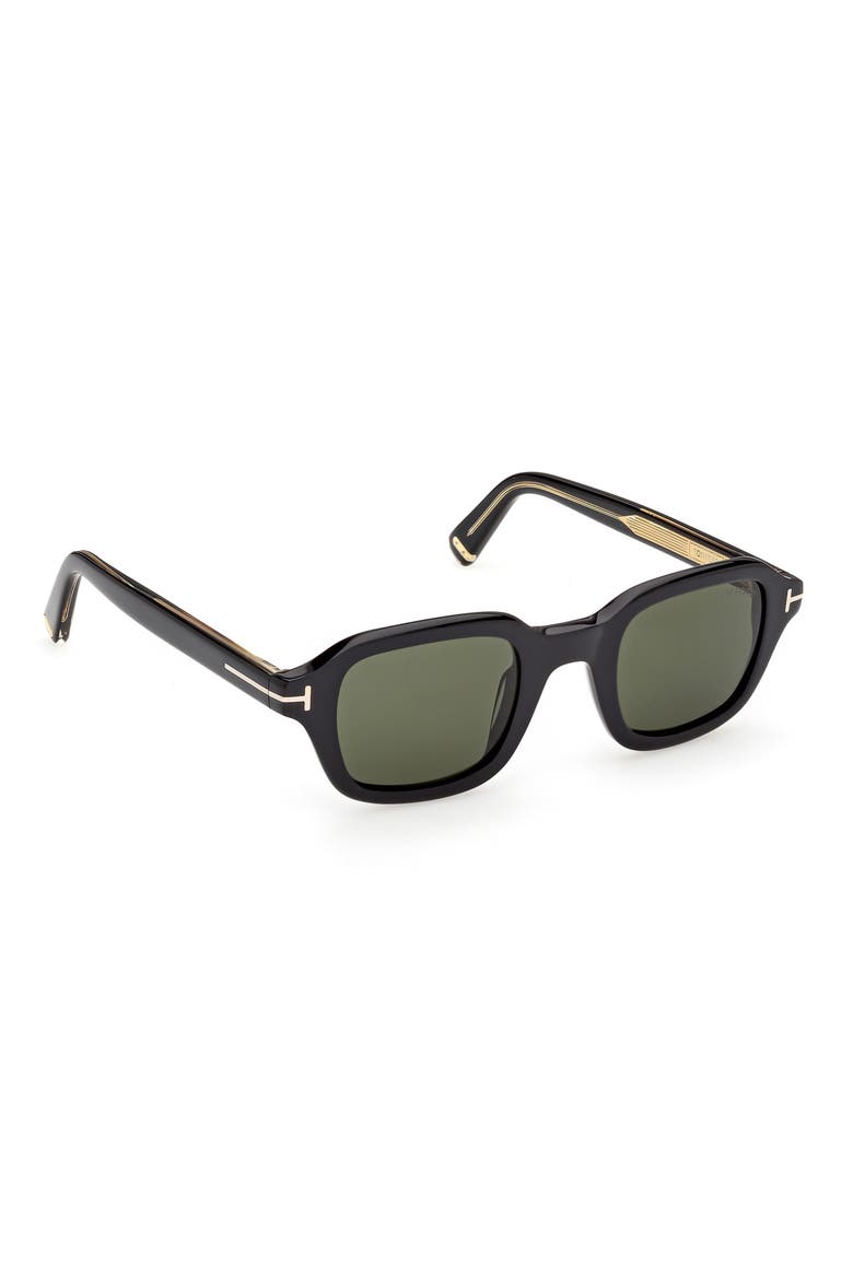 46mm Small Square Sunglasses, Alternate, color, BLACK YELLOW GOLD / GREEN