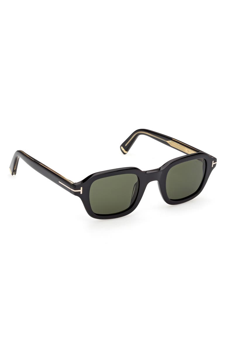 TOM FORD 46mm Small Square Sunglasses, Alternate, color, Black Yellow Gold / Green