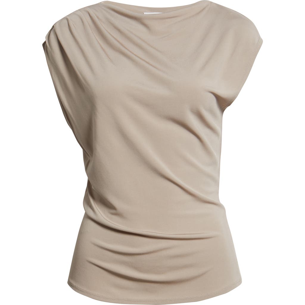 Nordstrom Drape Cap Sleeve Jersey Top In Brown