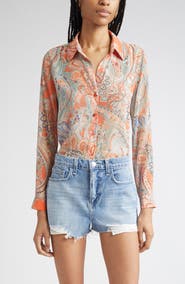 L'AGENCE Laurent Paisley Print Button-Up Shirt