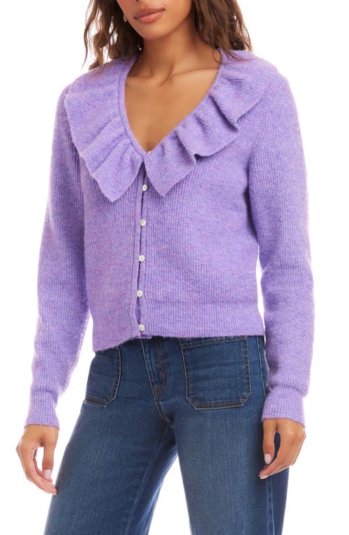 Karen Kane Ruffle V-neck Cardigan In Purple