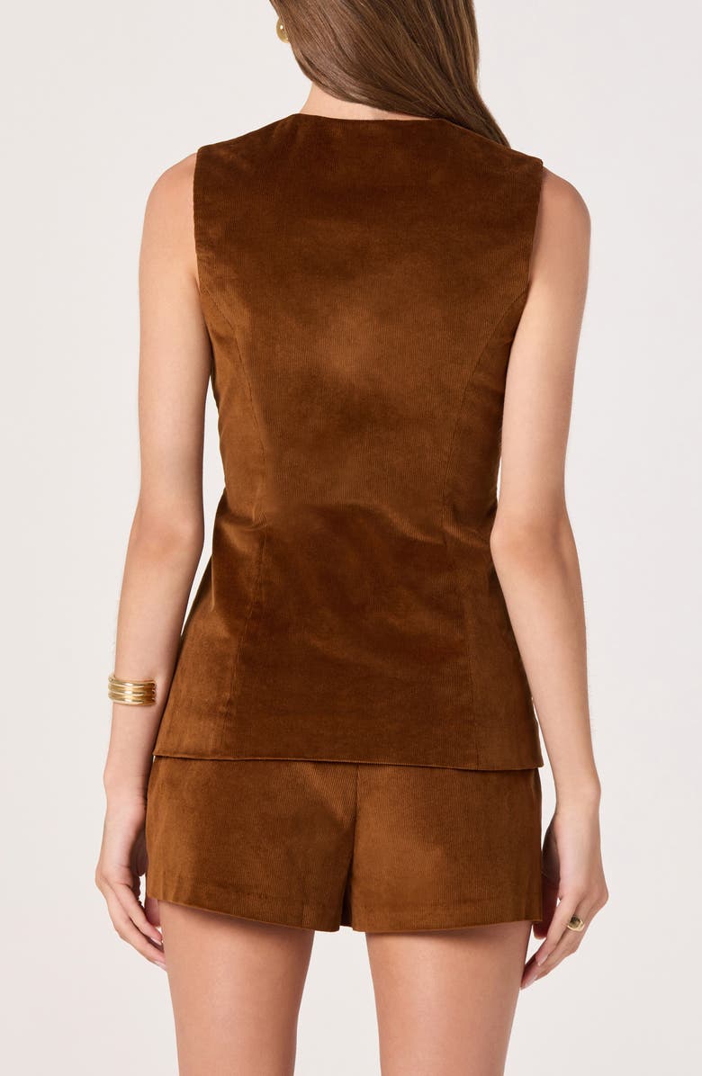 ASTR the Label Corduroy Button-Up Cutaway Vest, Alternate, color, Nutmeg