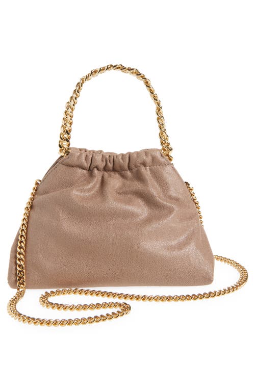 Stella Mccartney Mini Falabella Metallic Faux Leather Drawstring Crossbody Bag In Green