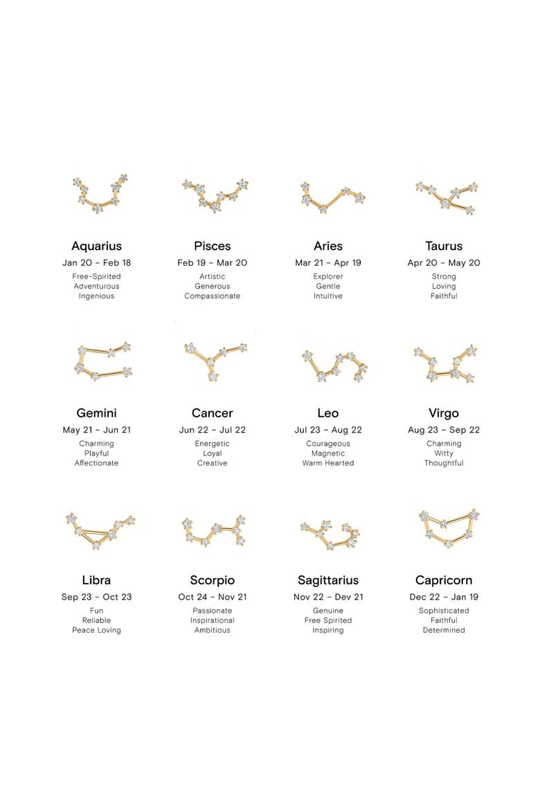 14k Gold Constellation Zodiac Necklace, 12 Zodiac Constellation Gift Idea, Alternate, color, Gold - Leo