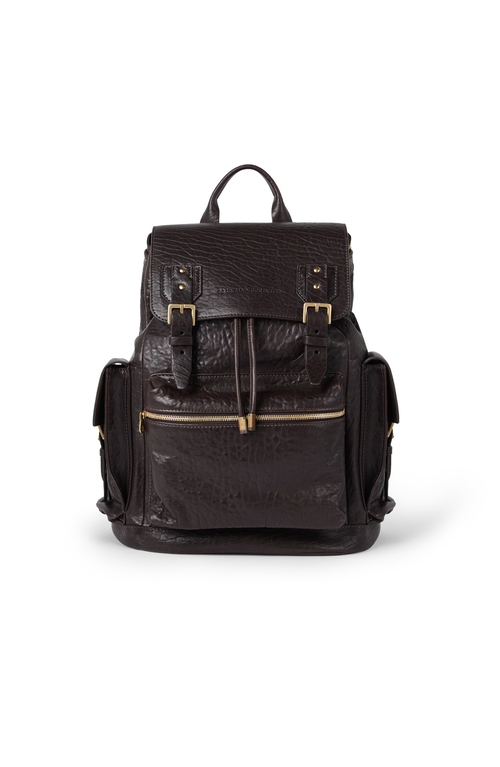 Brunello Cucinelli Leather Backpack Adjustable Straps In Black