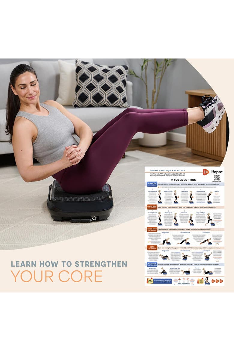 Vibration Plate Exercise Poster Laminated Whole Body Workout Chart, Alternate, color, without Laminated