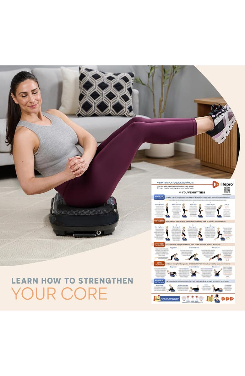 Lifepro Vibration Plate Exercise Poster Laminated Whole Body Workout Chart, Alternate, color, Without Laminated