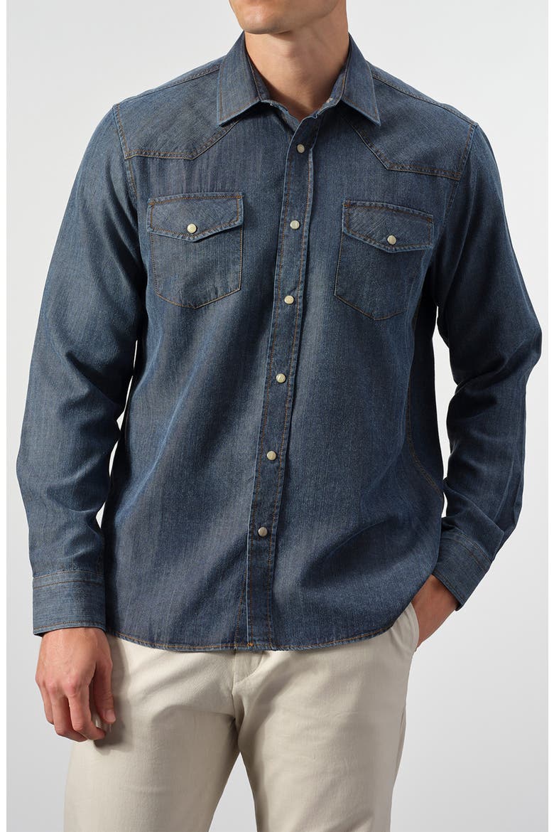 Snap-Up Denim Western Shirt, Main, color, INDIGO