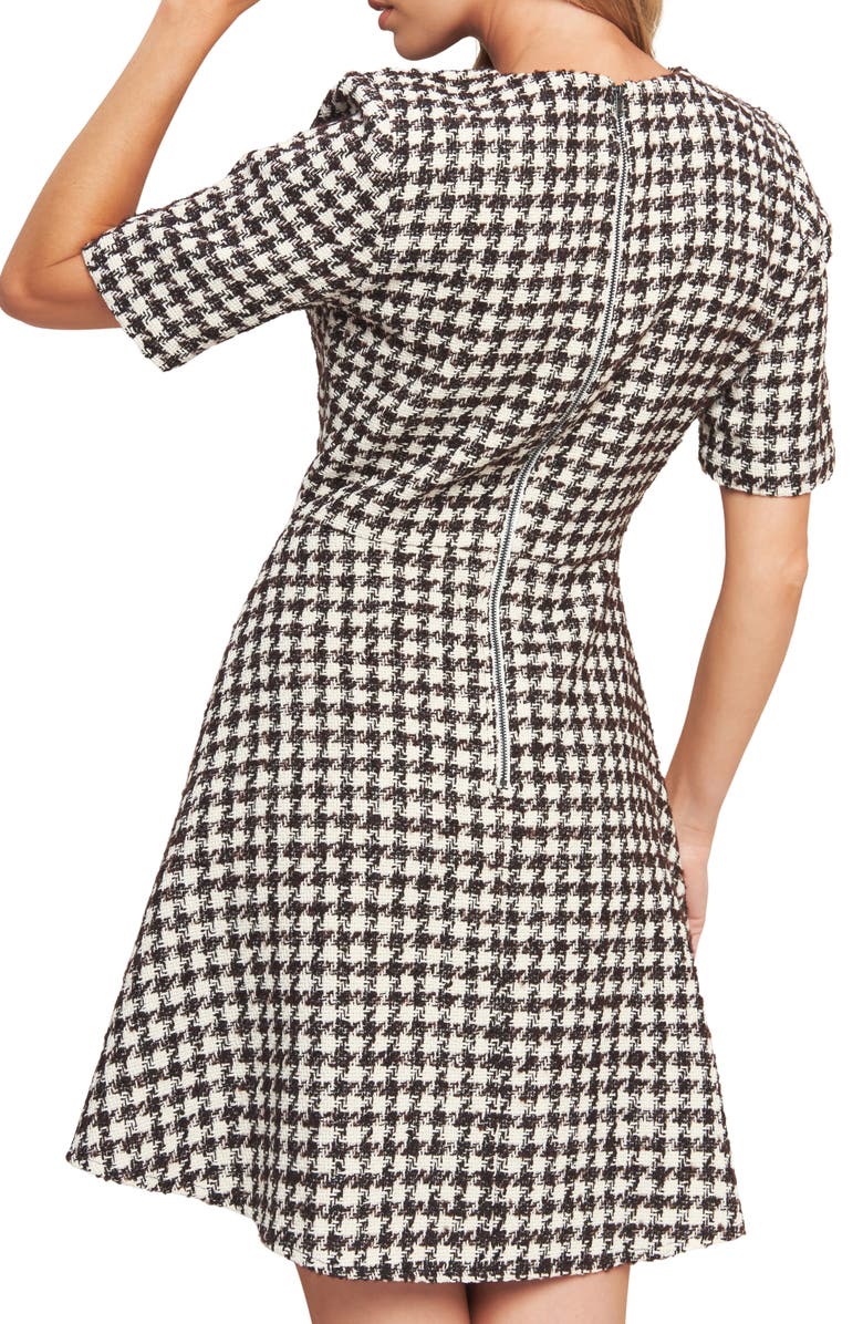 FLYING TOMATO Short Sleeve Tweed Minidress, Alternate, color, Ivory Brown