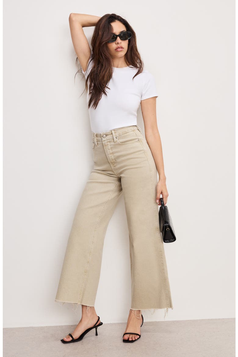 Good Skate Raw Hem Ankle Wide Leg Jeans, Alternate, color, DUNE001