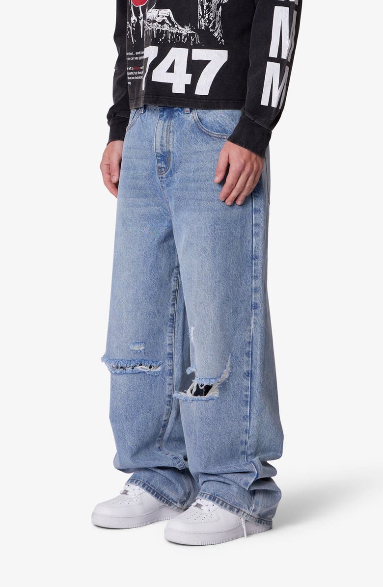 mnml Blowout Baggy Ripped Wide Leg Jeans, Alternate, color, 