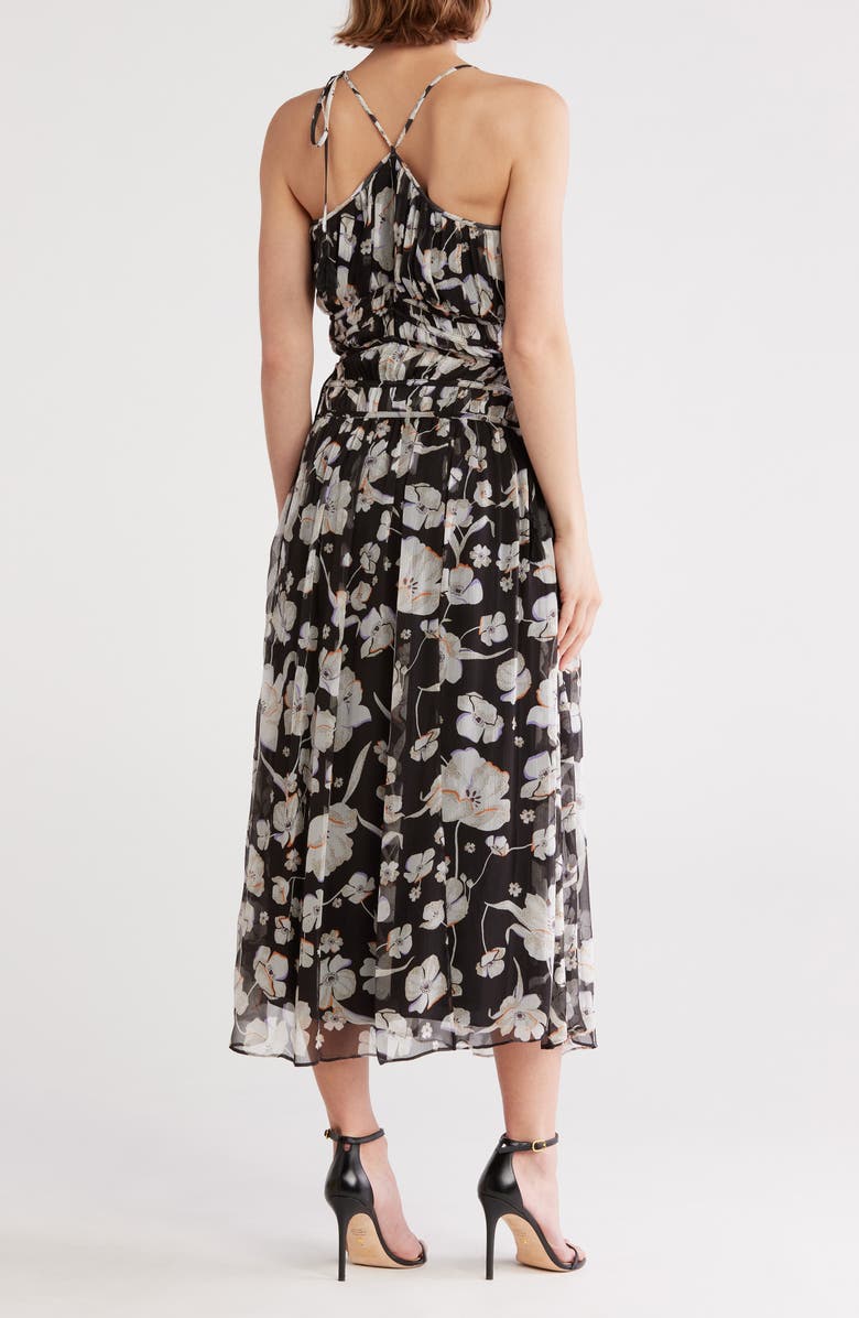 Joie Lyall Shirred Silk Gown, Alternate, color, Caviar Multi