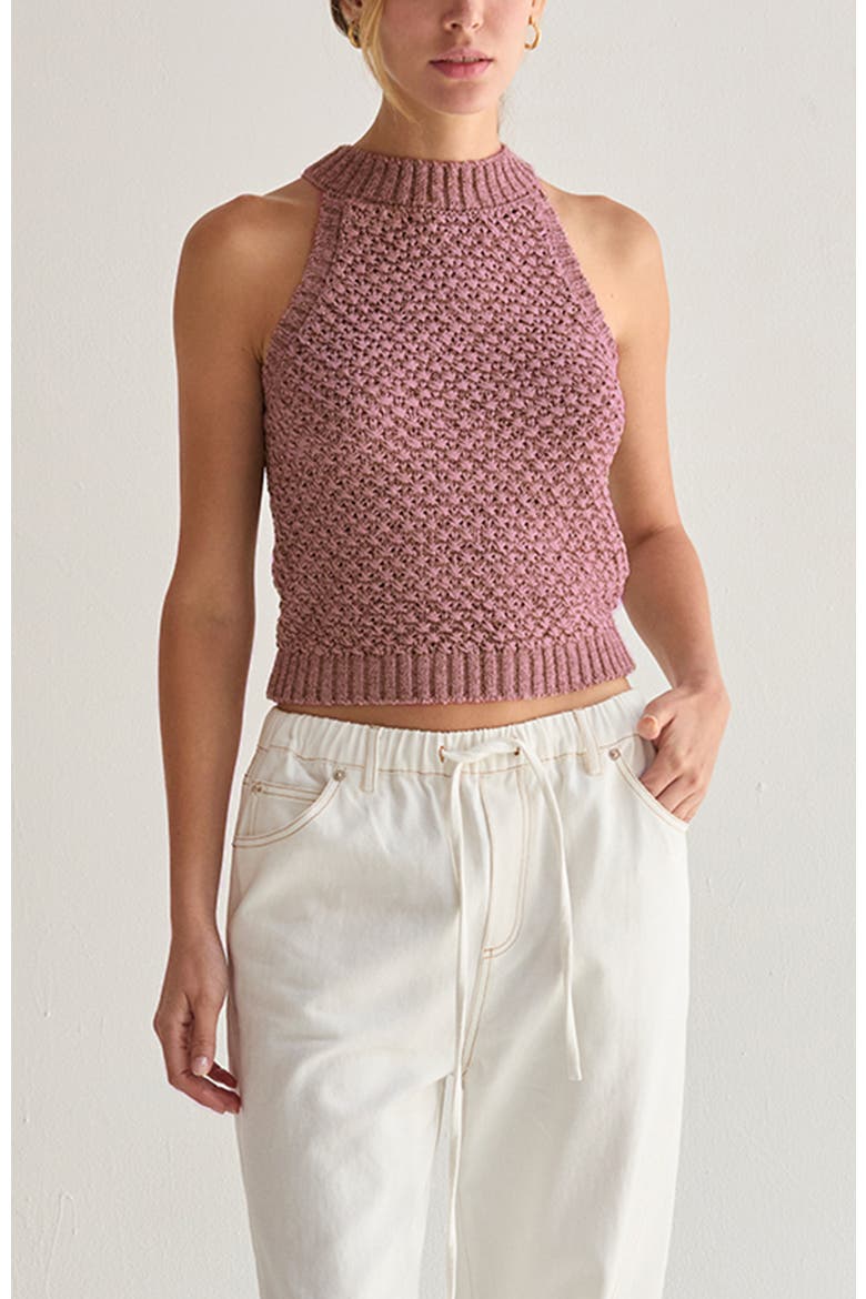 Basket Weave Halter Knit Top, Alternate, color, Mauve