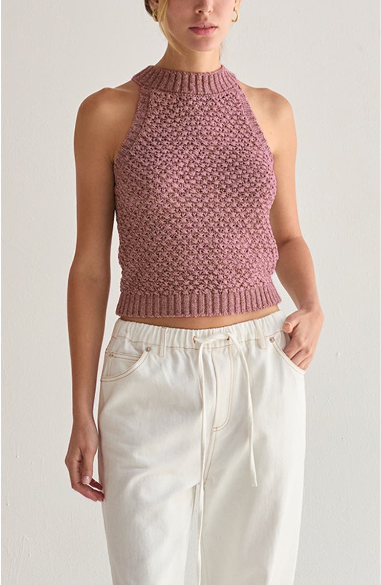 CRESCENT Basket Weave Halter Knit Top, Alternate, color, Mauve