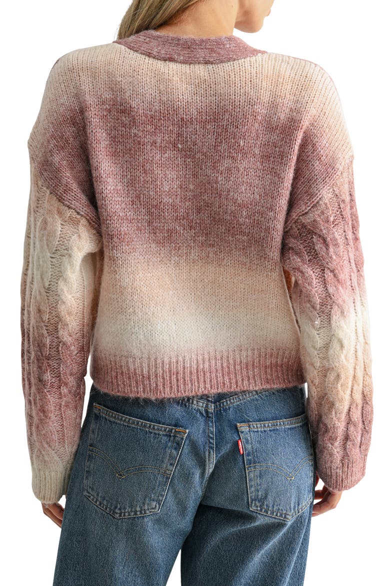 Ombré Cable Knit Cardigan, Alternate, color, PINK CREAM MULTI