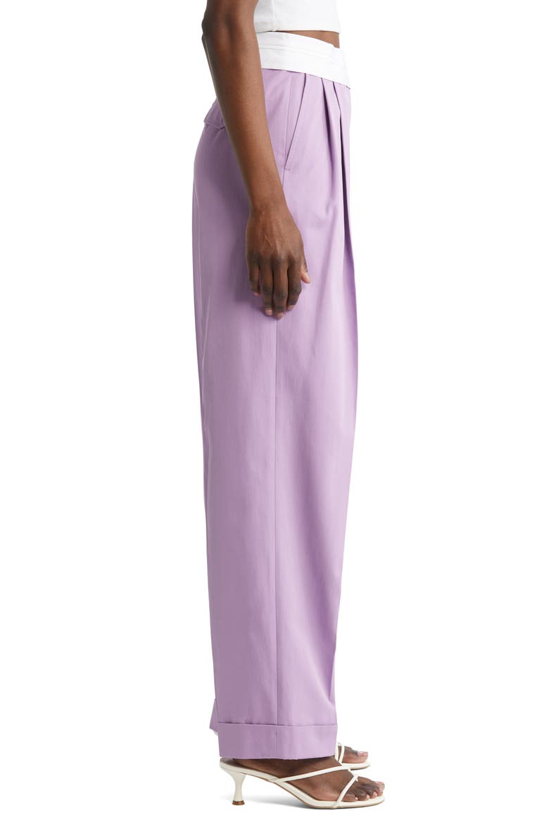 Gentlewoman Pleated High Waist Cotton Gabardine Trousers, Alternate, color, LILAC