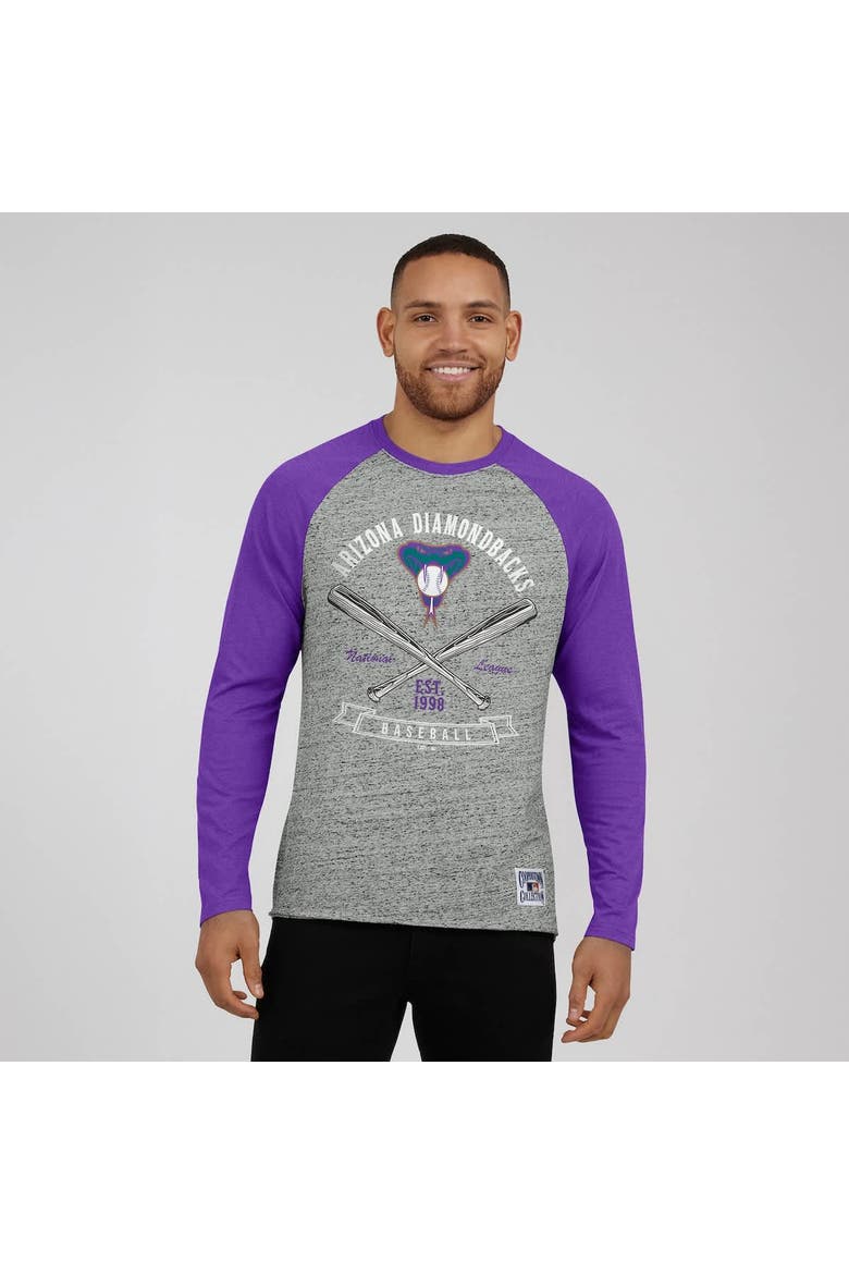 Men's Darius Rucker Collection by Fanatics  Heather Gray Arizona Diamondbacks Raw Edge Raglan Long Sleeve Baseball T-Shirt, Alternate, color, Heather Gray