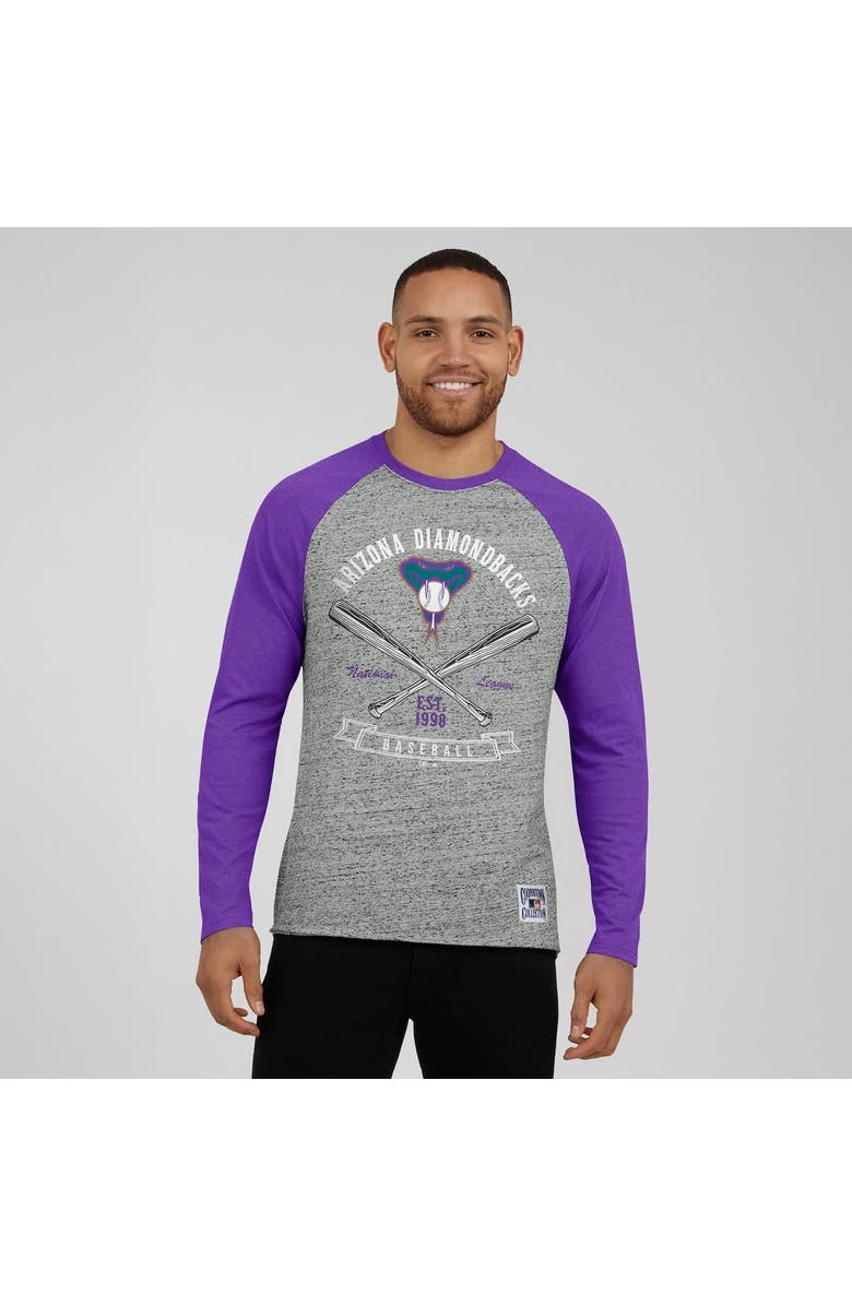 Darius Rucker Collection by Fanatics Men's Darius Rucker Collection by Fanatics Heather Gray Arizona Diamondbacks Raw Edge Raglan Long Sleeve Baseball T-Shirt, Alternate, color, Heather Gray