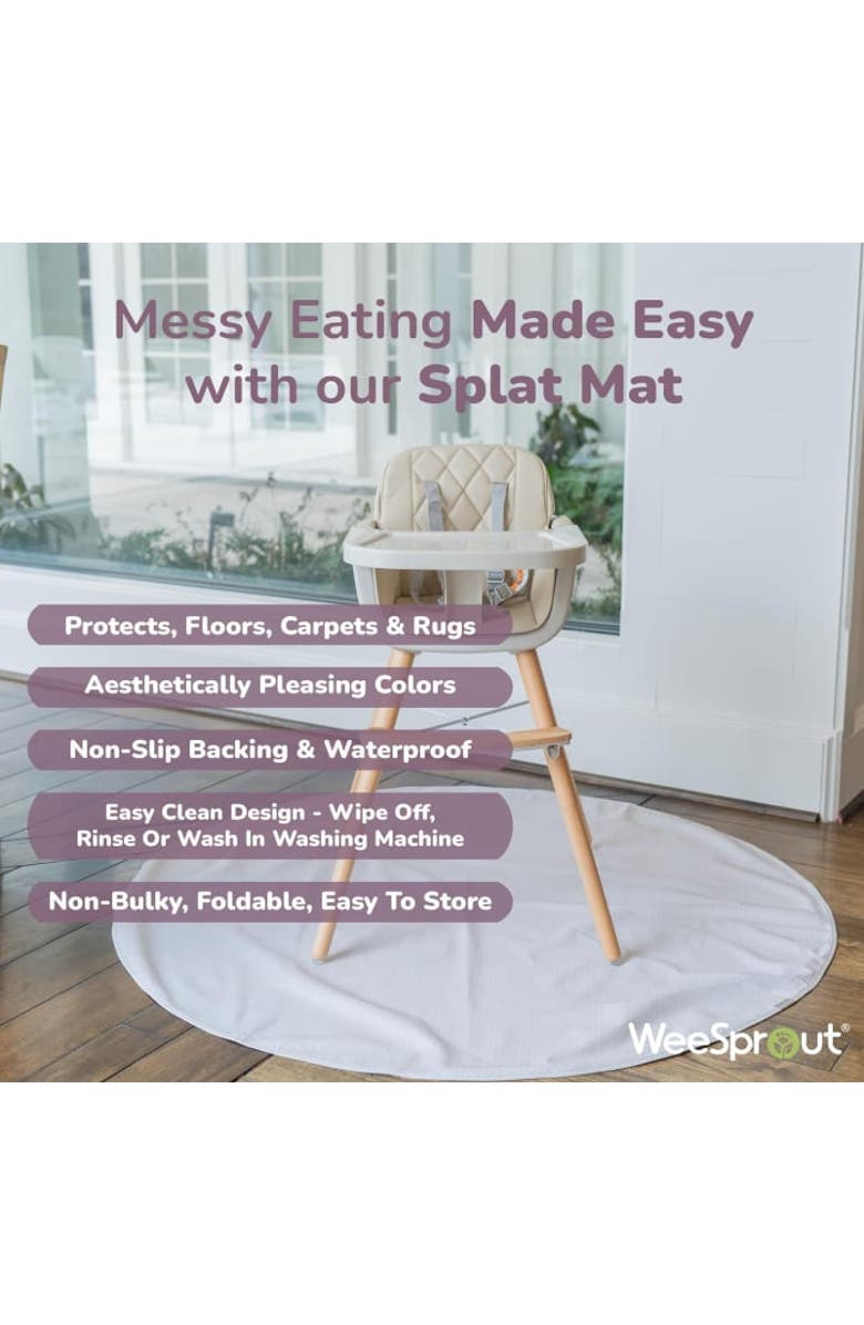 WeeSprout Baby Splat Mat for Kids, Large 51x51 Floor Playmat w/ Durable Waterproof Surface, Alternate, color, Dotted Sand (Square)