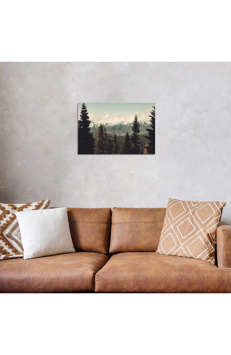 iCanvas Snow Capped Sierra Mountains And Fir Trees In Sequoia National Park California by Nature Magick Canvas Wall Art, Alternate, color, Mountain Forest
