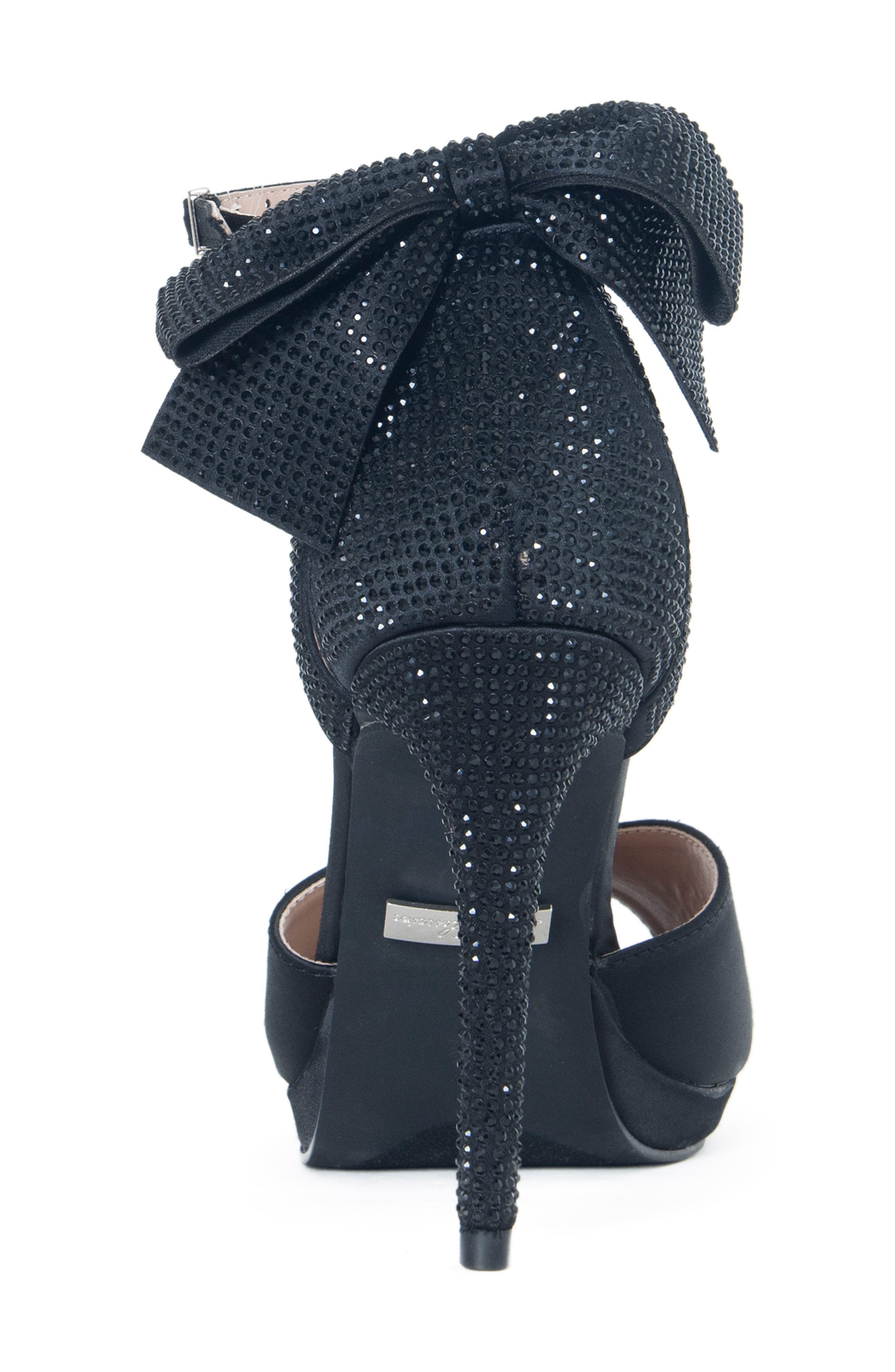 Lauren Lorraine Fling Rhinestone Platform Peep Toe Sandal, Alternate, color, Black